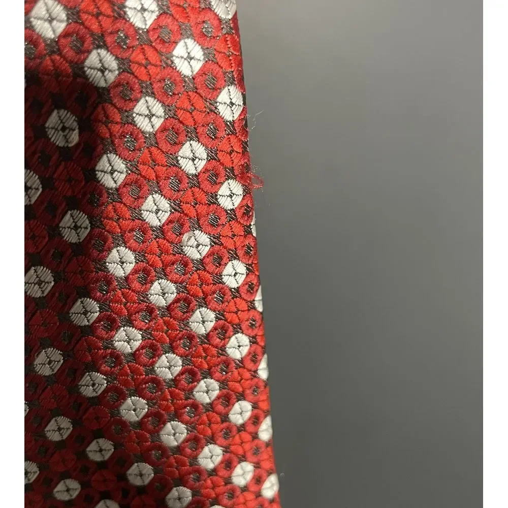 Boys Tie-Red Clip On Neck Tie‎-Red And White, 11 Inch long